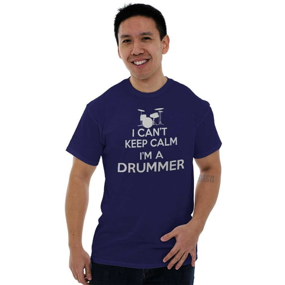 Can't Keep Calm a Drummer Percussion Men's Graphic T Shirt Tees Brisco Brands L
