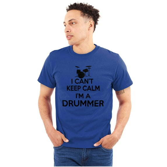 Can't Keep Calm a Drummer Percussion Men's Graphic T Shirt Tees Brisco Brands M