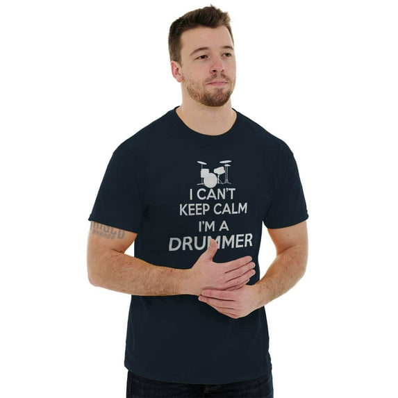 Can't Keep Calm a Drummer Percussion Men's Graphic T Shirt Tees Brisco Brands S