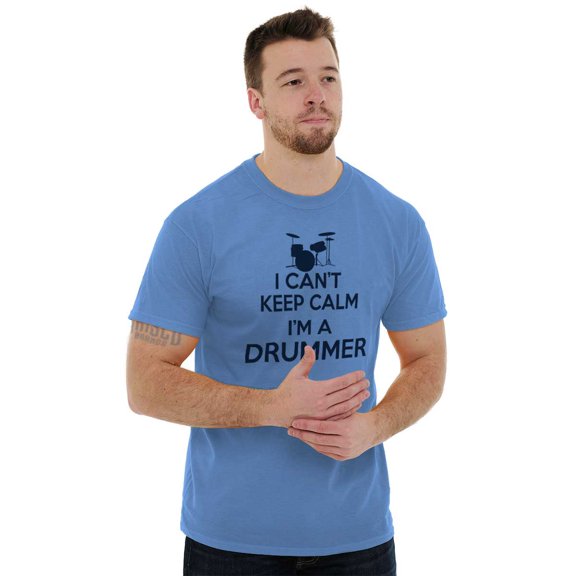 Can't Keep Calm a Drummer Percussion Plus Size Crewneck Graphic Tee Shirt Brisco Brands 3X