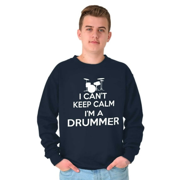 Can't Keep Calm a Drummer Percussion Unisex Plus Fleece Graphic Sweatshirt Brisco Brands 3X