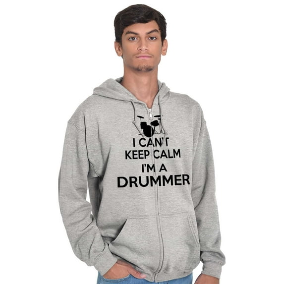Can't Keep Calm a Drummer Percussion Zip Up Hoodie Men's Women's Brisco Brands M