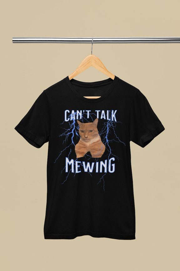 Can't Talk I'm Mewing Funny Cat meme Shirt, Mewing Cat Tee, Mogger T-shirt, Looksmaxxing community Tees, Cat Lover Gift, Mogging Cat