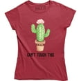 thumbnail image 1 of Can't Touch This Cactus Women's Pocket Funny Retro Cute Fashion T-Shirt, 1 of 4