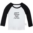 thumbnail image 1 of Can't Touch This I'm Seriously 6 Feet Away Funny T shirt For Baby, Newborn Babies T-shirts, Infant Tops, 0-24M Kids Graphic Tees Clothing (Long Black Raglan T-shirt, 12-18 Months), 1 of 4