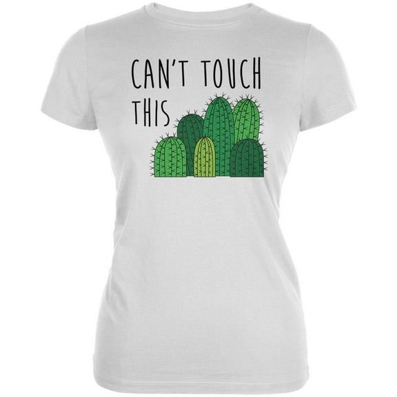Can't Touch This Spiky Cactus Juniors Soft T Shirt White SM