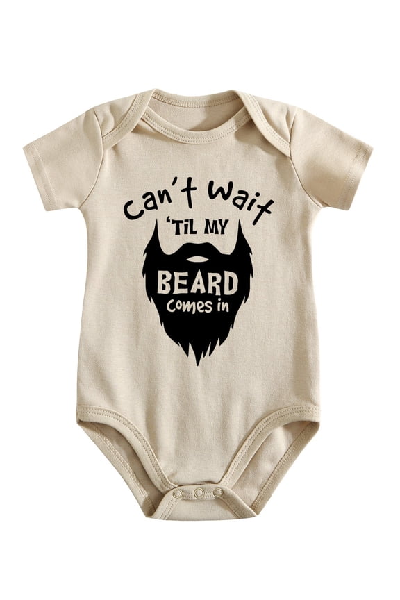 Can't Wait Til My Beard - Baby Clothes - Funny Newborn Bodysuit Outfits for Boys Light Apricot-style-1 9-12M