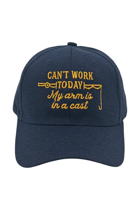 Can't Work Today My Arm Is In A Cast Hat Funny Fishing Rod Joke Cap
