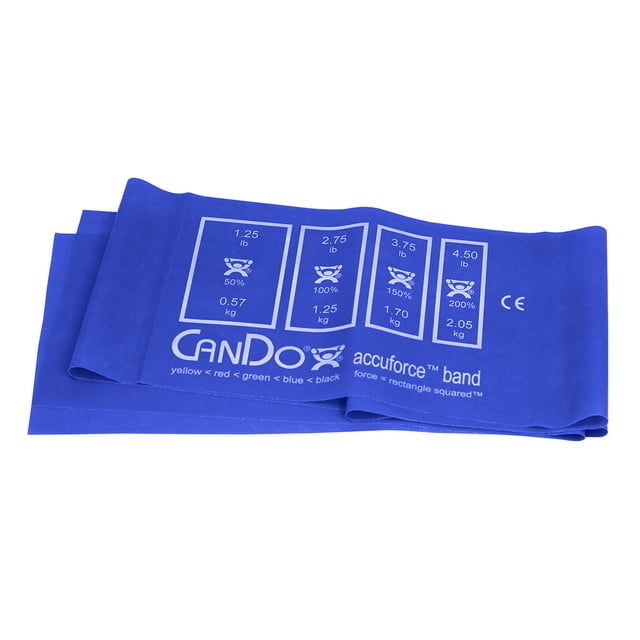 CanDo Singles Low Powder Exercise Bands - Blue Heavy Resistance, 4-Foot Strips (40 Count Pack)