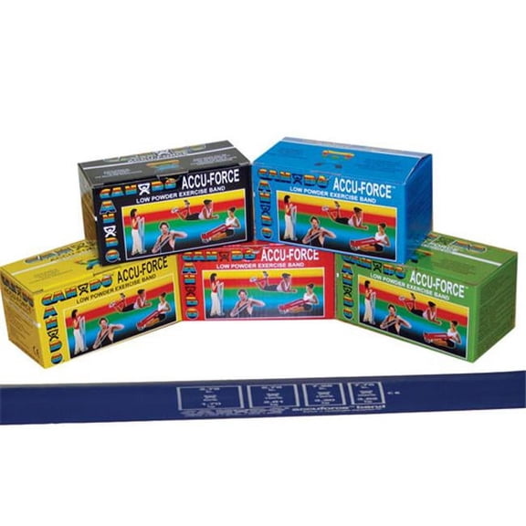 CanDo AccuForce Low-Powder Exercise Fitness Band - box of 40, 4\' lengths