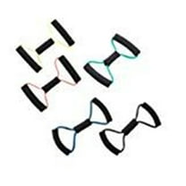 CanDo Bowtie exercise tubing, 14", 5 pc set (1 ea: yellow through black)