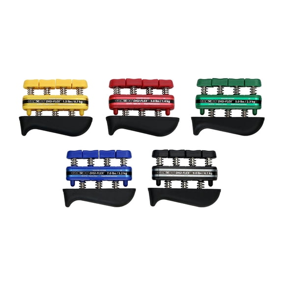 CanDo Digi-Flex hand/finger exerciser, 5 piece set