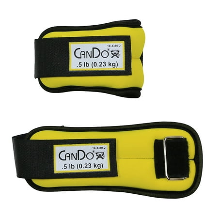 CanDo Donut Weight, 1 lb Set Adjustable Straps Yellow 2 Count Pack