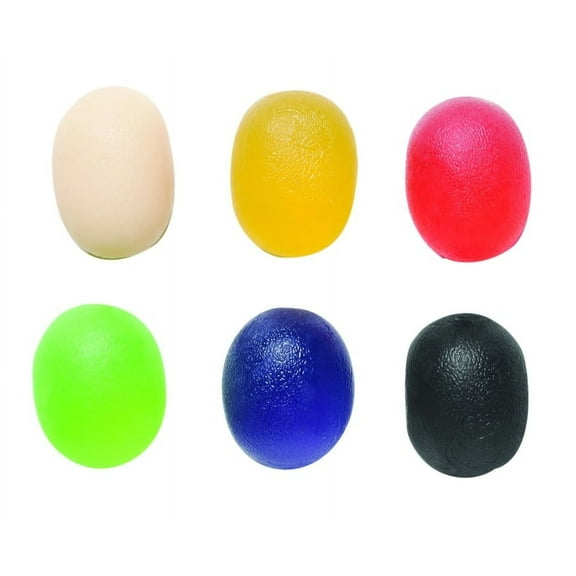 CanDo Gel Squeeze Ball, Large Cylindrical, 6-piece Set, Tan through BlAck