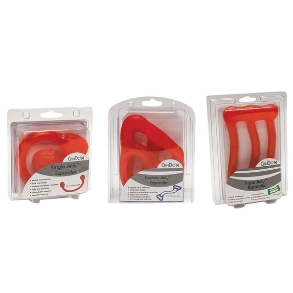 CanDo Jelly 1, 2, and 3-tube exerciser kit, red, light
