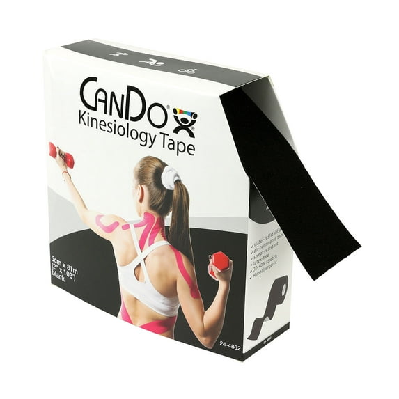 CanDo Kinesiology Tape, 2" x 103 Feet, Black, 1 Roll