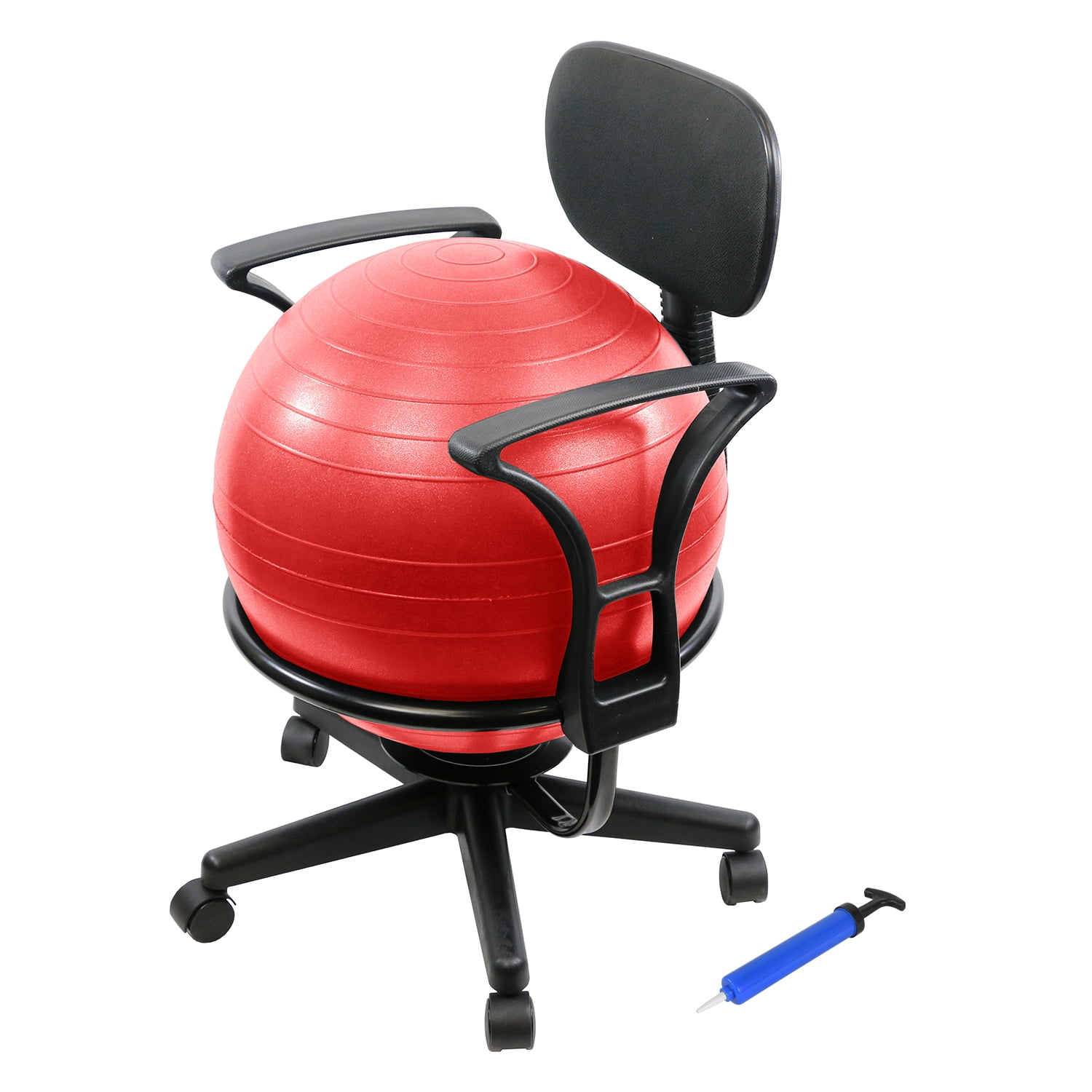 Red Metal Ball Chair with Arms and Backrest