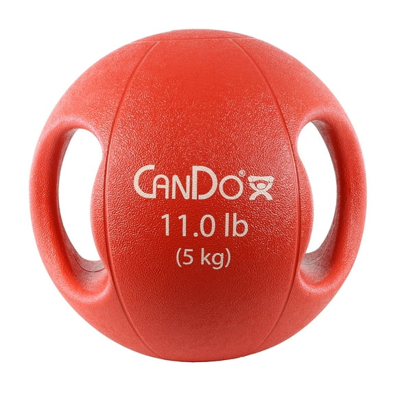 CanDo Molded Dual-Handle Medicine Ball for Strength Training, Core Workouts, Warmups, Cardio, and Plyometrics with Handles for Home and Clinic Use