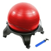 CanDo Plastic Ball Stool - Inflatable Ergonomic Backless Exercise Ball Chair With Air Pump for Home, Office, and Classroom