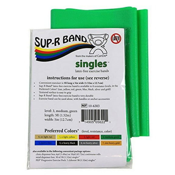 CanDo Sup-R Band Latex Free Exercise Fitness Band - 5 Foot Singles