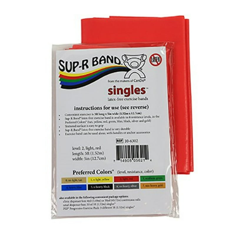 CanDo Latex Free Exercise Band - 5' length - Red - light CanDo Latex Free Exercise Band - 5' length - Red - light