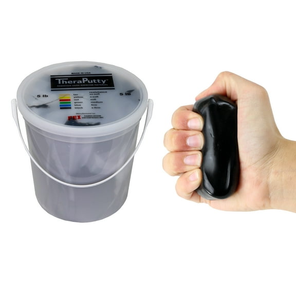 CanDo TheraPutty Standard Hand Exercise Putty For Rehabilitation, Exercises, Hand Therapy, Occupational Therapy, Hand Strengthening, Improve Motor Skills, Stress Relief 5 lb Black X-Firm