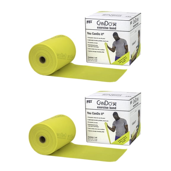 CanDo Twin-Pak exercise band, yellow, 100 yard (2 50-yd boxes)