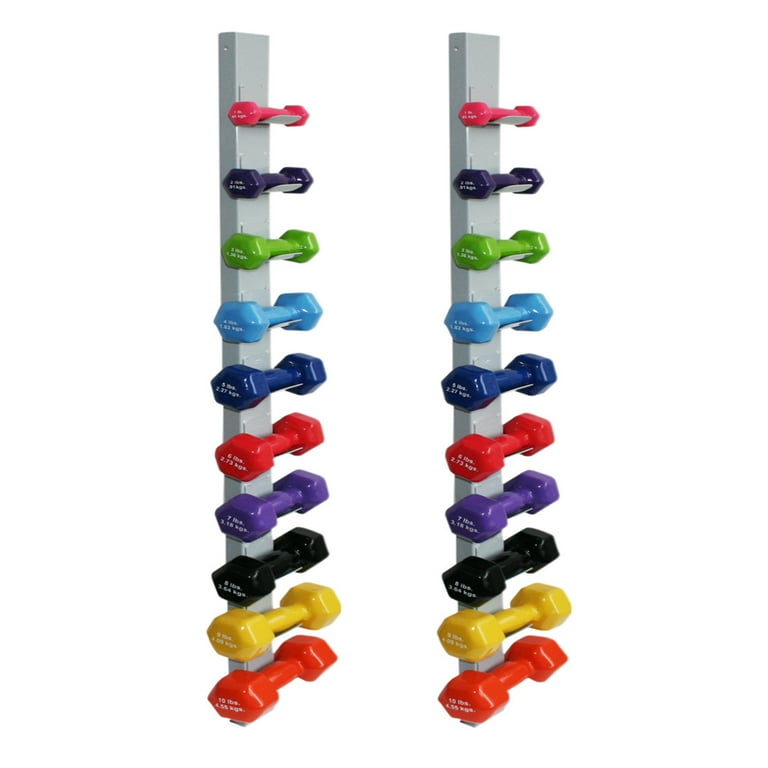 Cando vinyl coated dumbbell set with floor rack clearance