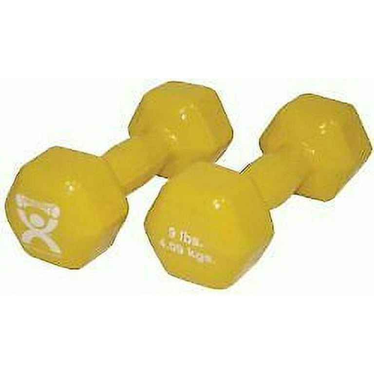 CanDo Vinyl Coated Dumbbells Pair Yellow 9 lb 2pc Handheld Weights