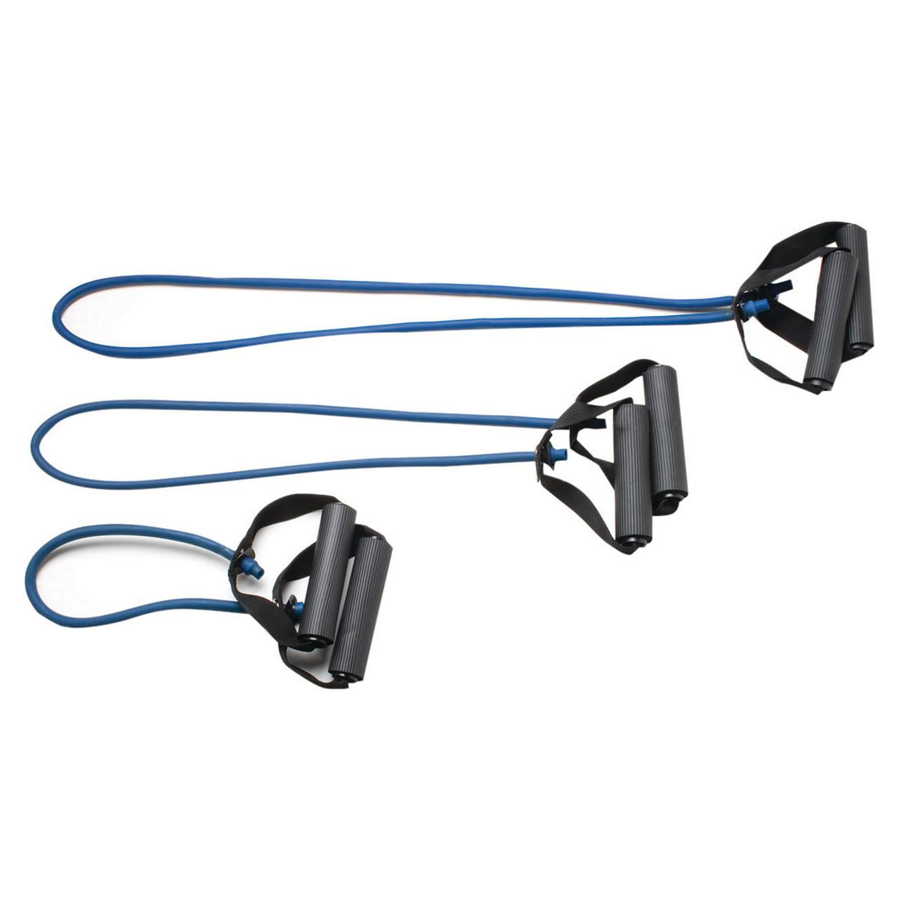 CanDo exercise Tubing-with-Handles, full body set (1 ea: 18", 36", 48"), blue