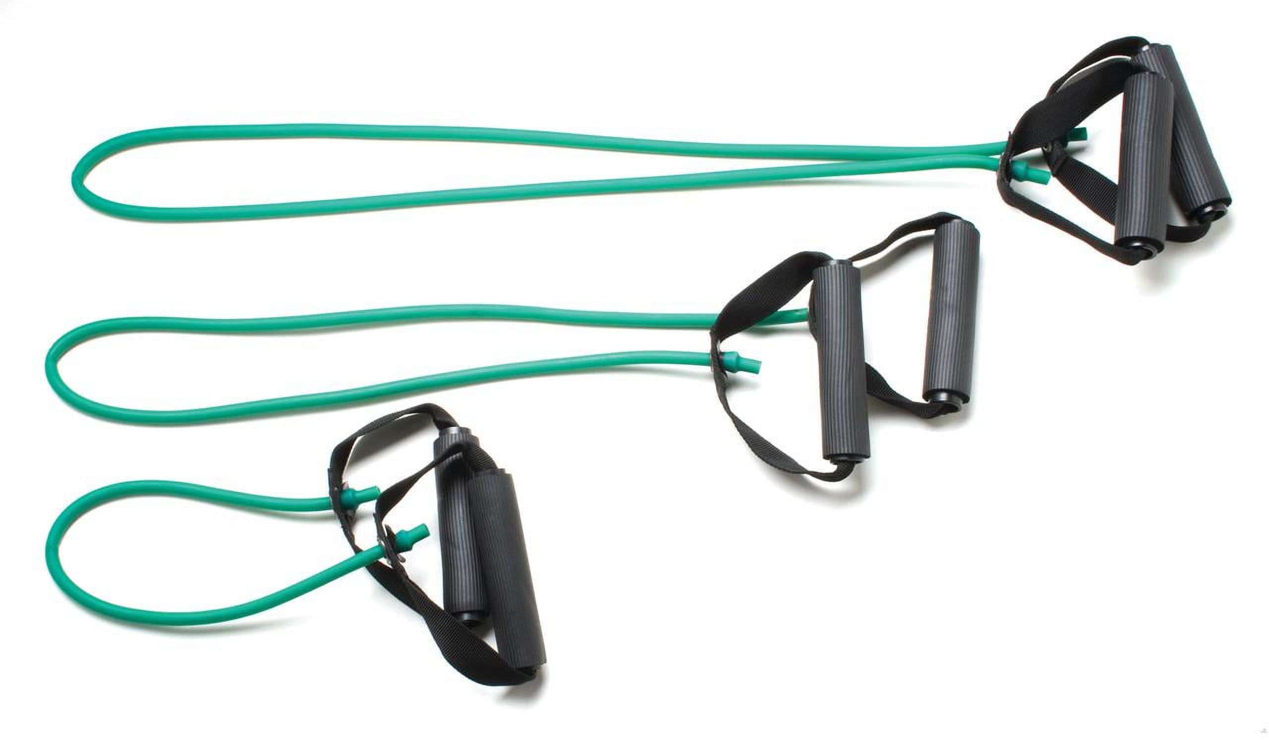 CanDo exercise Tubing-with-Handles, full body set (1 ea: 18", 36", 48"), green