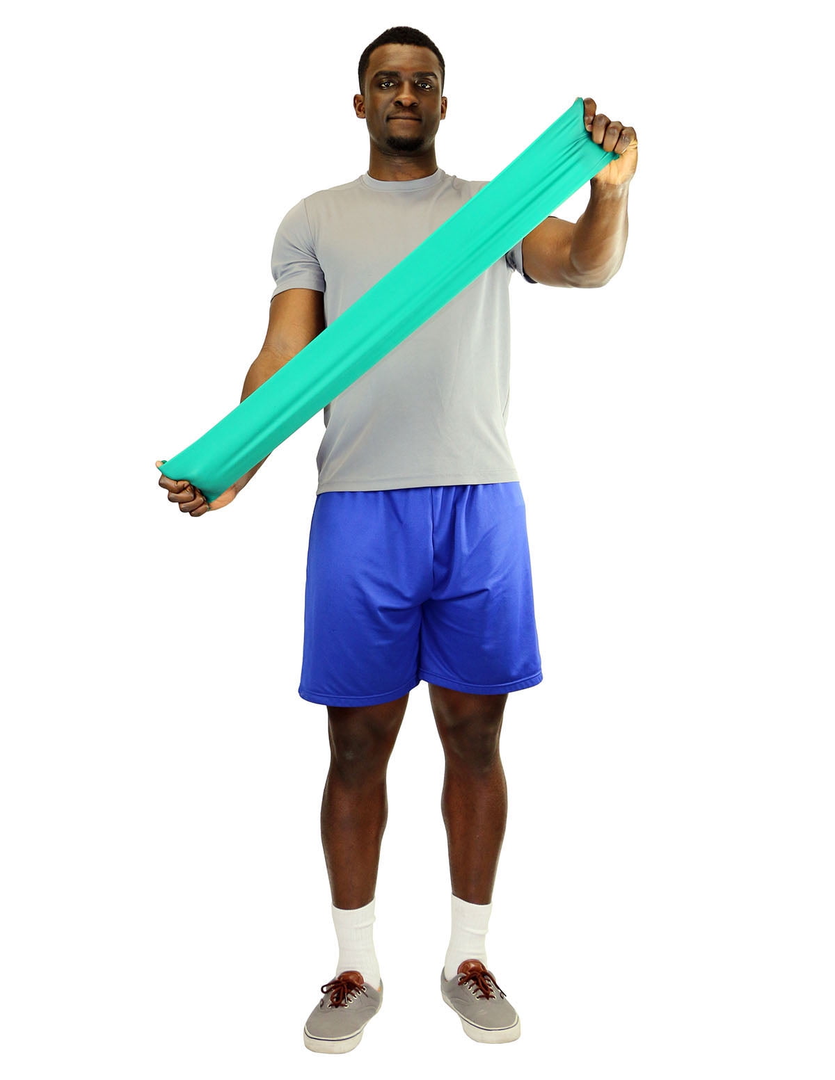 CanDo exercise band, 5-foot Singles, 30-piece dispenser, green