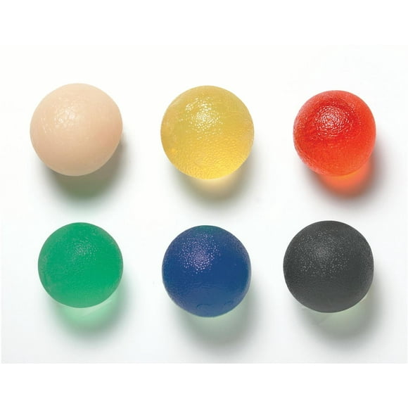 CanDo gel hand exercise bAll, smAll, 6 pc set (1 ea: tan through black)