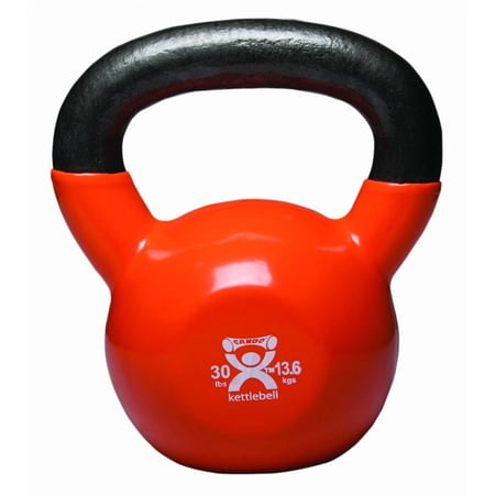 CanDo kettlebell, 30 pound, vinyl-coated, gold
