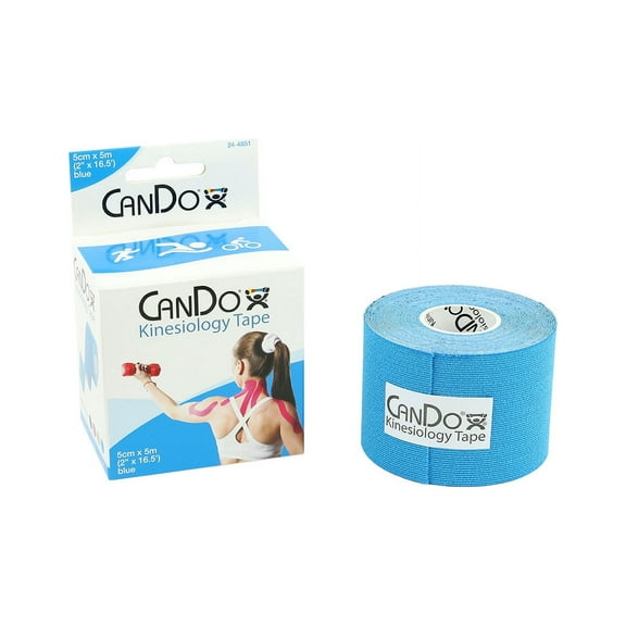 CanDo kinesiology tape, 2" x 16.5 ft, blue, 1 roll