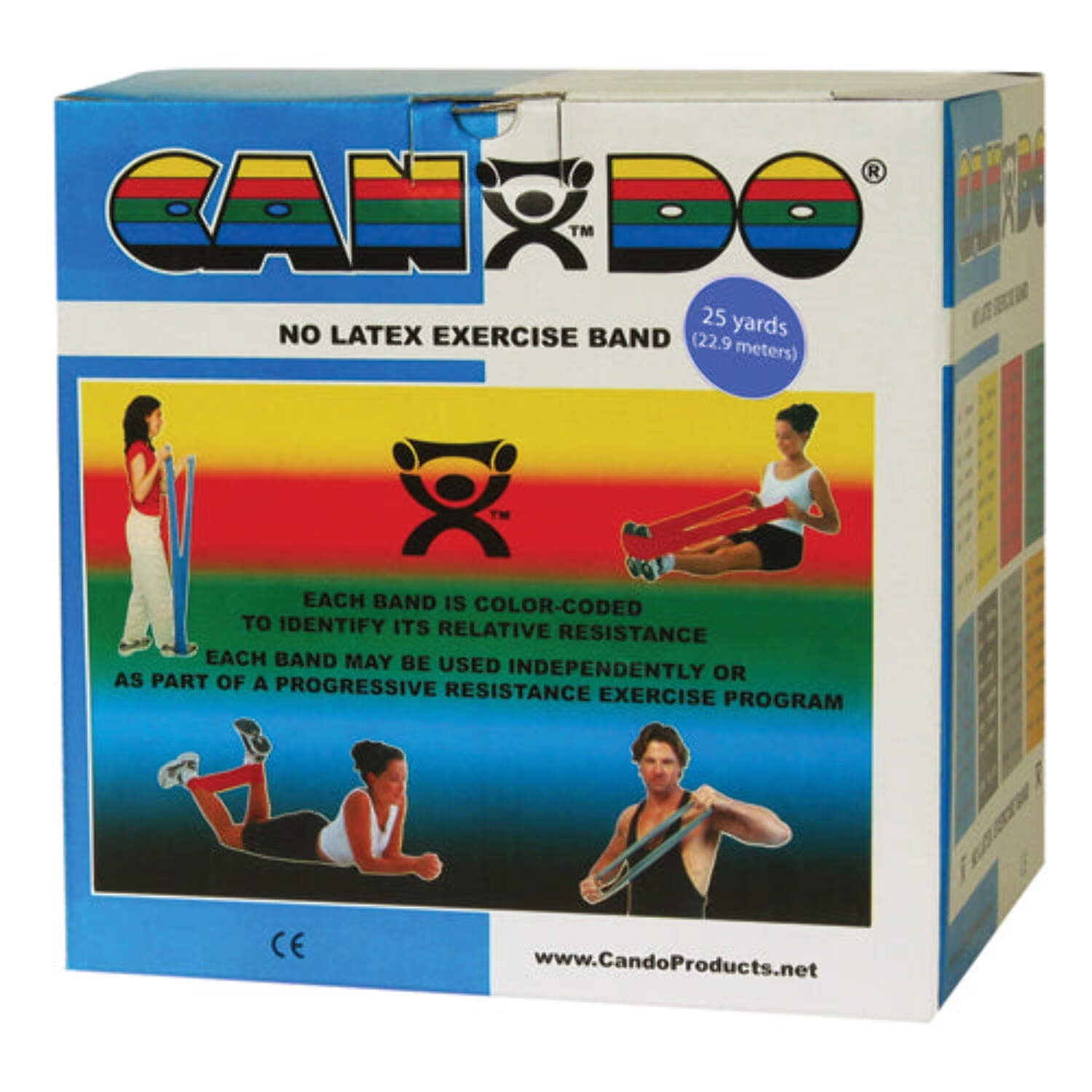 CanDo latex-free exercise band, blue, 25 yard dispenser