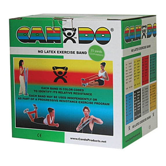 CanDo latex-free exercise band, green, 25 yard dispenser
