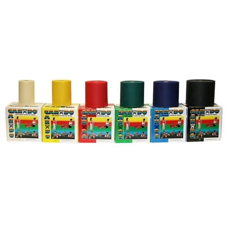CanDo latex-free exercise band set, 25 yard, 5 pc set (1 each: yellow through black)
