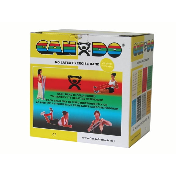 CanDo latex-free exercise band, yellow, 25 yard dispenser