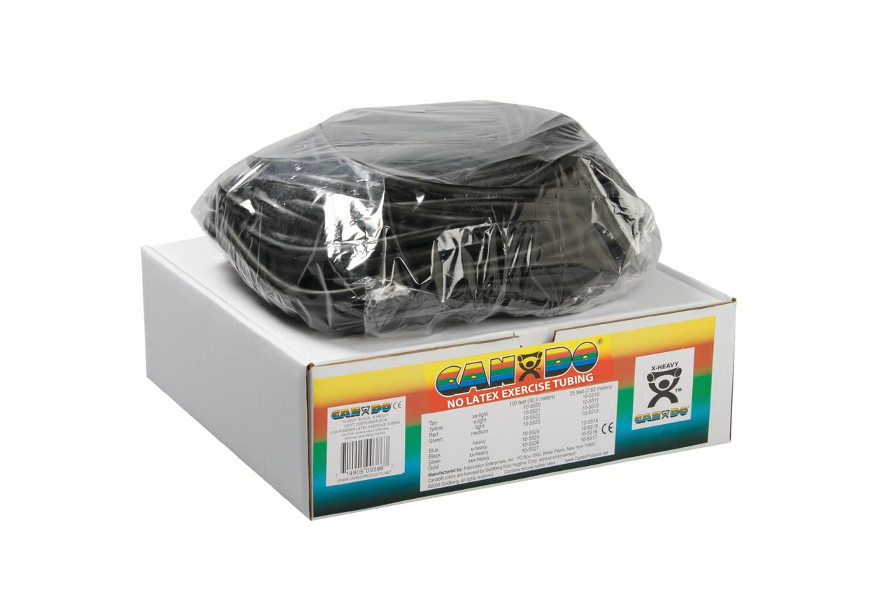 CanDo latex-free exercise tubing, black, 100 feet