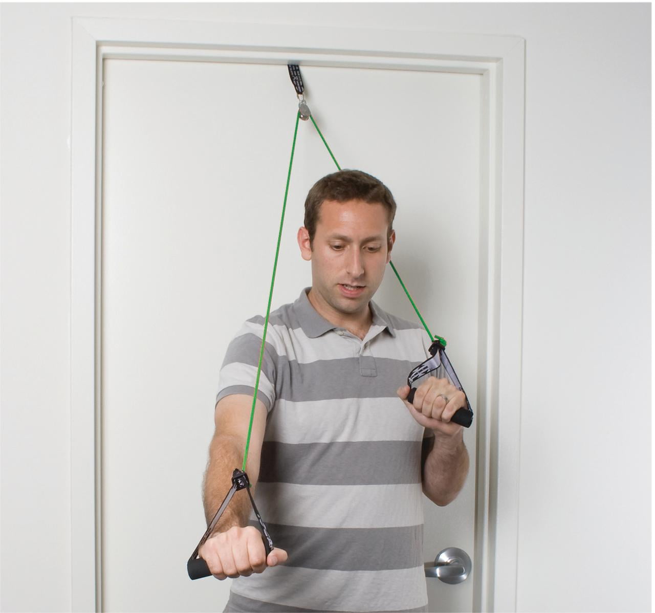 CanDo shoulder pulley w/tubing and handles, medium, green