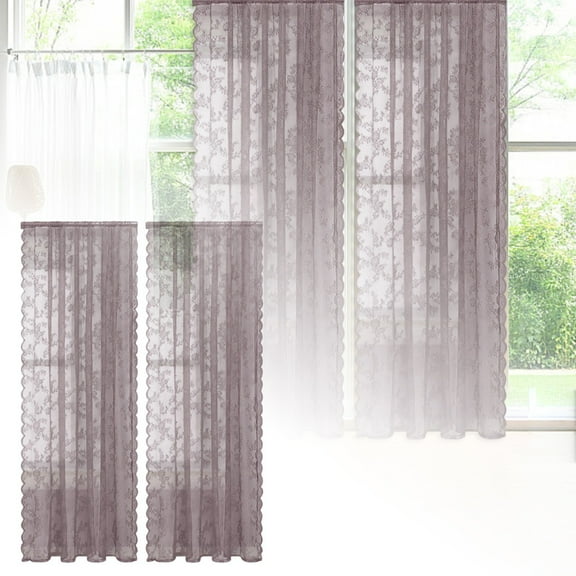 CanGonggg 100cm Wide X200cm Long French Lace Window Curtain Semi Lace Curtain And Through Bar Curtain Clear Shower Curtain Liner And Small Out Curtains Living Room Drapes 84 Inches Long Curtains for