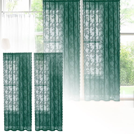 CanGonggg 75cm Wide X200cm Long French Lace Window Curtain Semi Lace Curtain And Through Bar Curtain Curtains for Living Room 2 Panels Shower Curtain with Hooks And Liner Dark Curtains Out Curtain