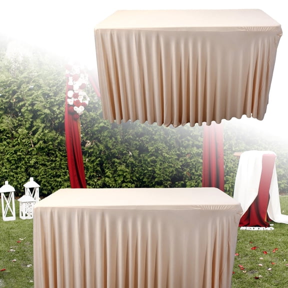 CanGonggg Champagne Orange Red 183*76*76cm Elastic Cover Outdoor Wedding Event Festival Party Rectangular Elastic Tablecloth Tablecloths for 6 Foot Tables Fitted Table Cover Rectangle 8ft Tablecloth