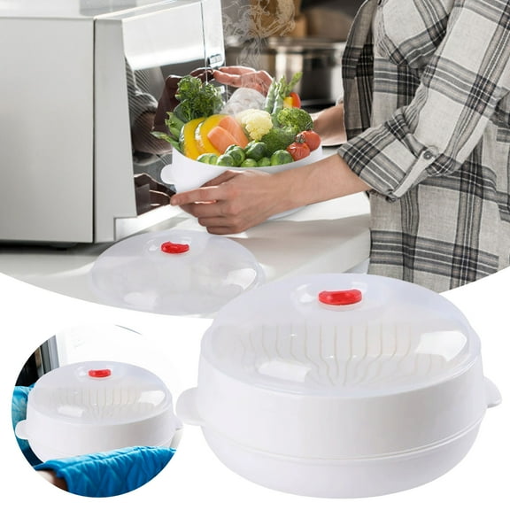 CanGonggg Microwave Oven Steamer Multifunctional Microwave Vegetable Steamer With A Transparent Lid Cookware Micro Dish Kitchen Cooking Steamers For Cooking Dumplings Vegetable Dishwasher Pan