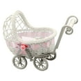 thumbnail image 1 of CanGonggg Miniature Stroller Wicker Woven Stroller Wedding Woven Wedding Candy Shopping Cart Pretend Play Kitchen for Containers Glass for Laundry Room Bowls with Lids Home Things Grain Storage, 1 of 6