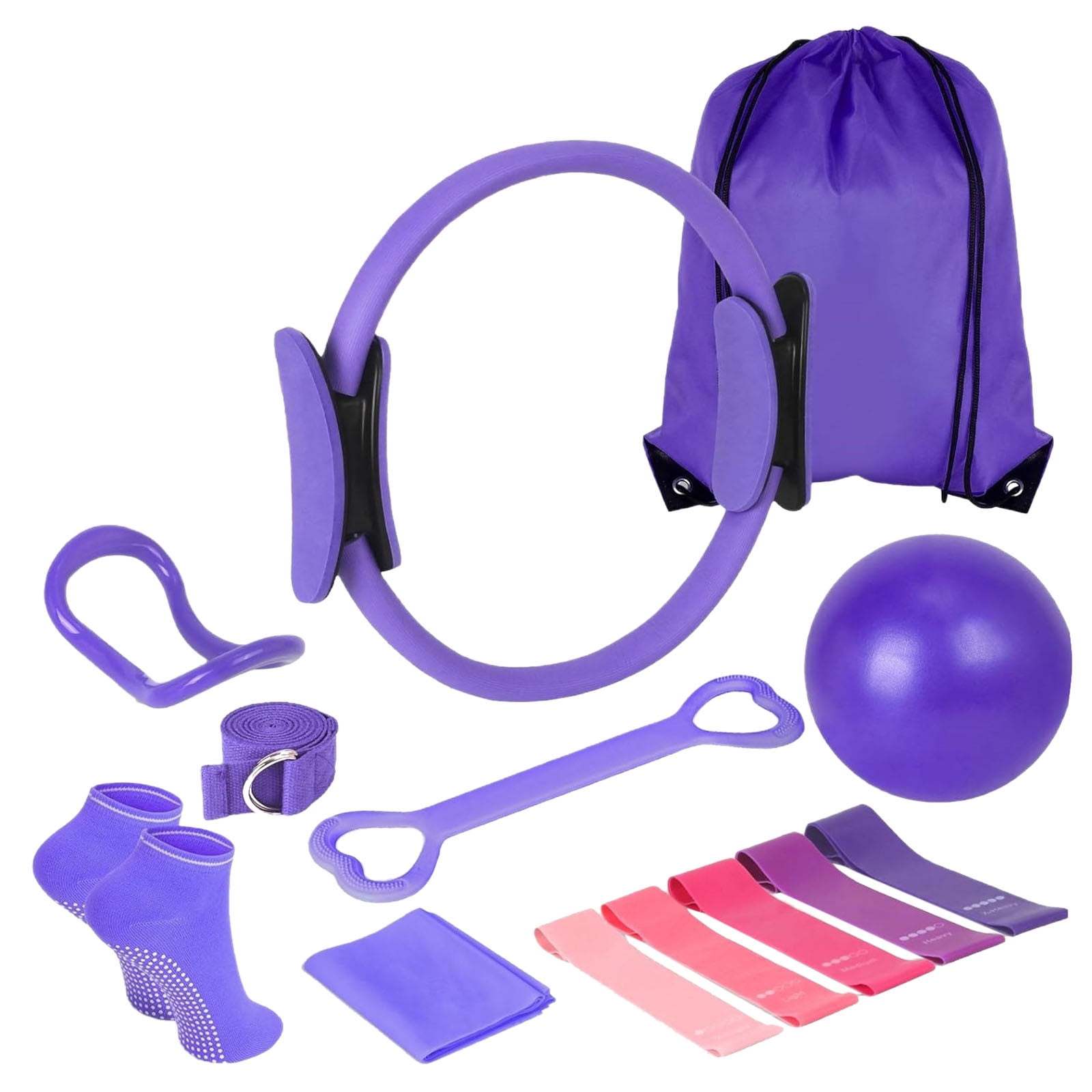 CanGonggg Pi Lates Es Sentials Kit For Women 13 Piece Home P Ilates Eq Uipment Set Includes P Ilates Ring Resistance Bands Yoga Ba Ll For Women's Home Workouts & Beginners Yoga Stuff Set Yoga Ligament