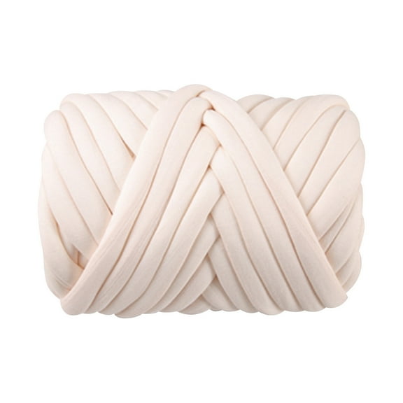 CanGonggg Thick Core Yarn Hand Woven Fabric Strip Thread Crochet Blanket Cushion Thread Super Yarn Bag Floor Mat Thread (Beige Color 250/500/1000g) Knitted Throw Blankets for Bed Knitting compatible