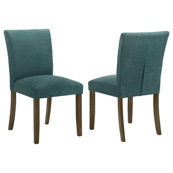 Cana Dining Chair Set of 2, Blue Fabric Foam Cushion, Brown Wood Legs