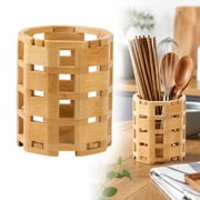 Canaan 1Pc Hollow Woven Bamboo Utensil Cutlery Organizer, Multifunctional Kitchen Chopstick Basket, Creative Pen Holder for Pens, Pencils & Paint Brushes Storage